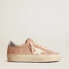 Damskie buty Hi Star z różowego zamszu z kremową gwiazdą i srebrną skórzaną naszywką na pięcie