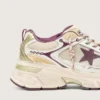 Damskie buty Lightstar CNY z białej siateczki i skóry z bordową gwiazdą z TPU