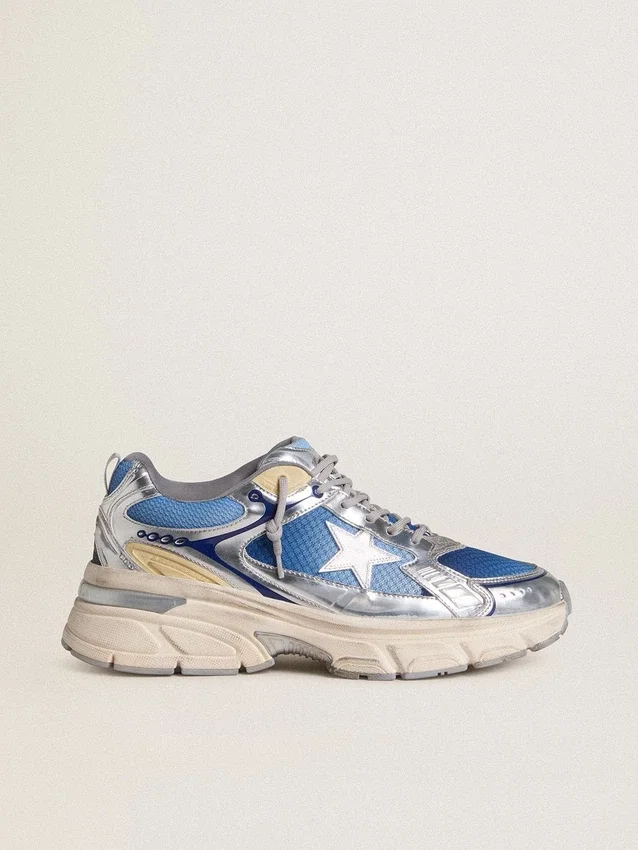 Damskie buty Lightstar z jasnoniebieskiej siateczki z białą gwiazdką z TPU i srebrnymi wstawkami na bazie surowców odnawialnych
