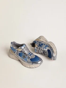 Damskie buty Lightstar z jasnoniebieskiej siateczki z białą gwiazdką z TPU i srebrnymi wstawkami na bazie surowców odnawialnych