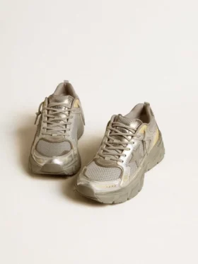 Damskie buty Lightstar z metalicznej skóry i srebrnej siateczki z szarą gwiazdą