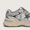 Męskie buty Lightstar z szarej siateczki i srebrnej skóry nappa z szarą gwiazdą z TPU