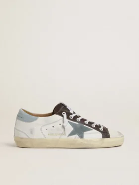 Damskie buty LTD Super-Star z jasnoniebieską gwiazdą z zamszu i jasnoniebieską płócienną wstawką na pięcie