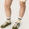 Damskie buty Marathon Speed z oliwkowo-zielonej skóry z kremową gwiazdką