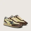 Damskie buty Marathon z limonkowo-zielonego nylonu z czarną gwiazdą i brązowymi wstawkami z zamszu