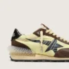 Damskie buty Marathon z limonkowo-zielonego nylonu z czarną gwiazdą i brązowymi wstawkami z zamszu