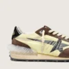 Damskie buty Marathon z limonkowo-zielonego nylonu z czarną gwiazdą i brązowymi zamszowymi wstawkami