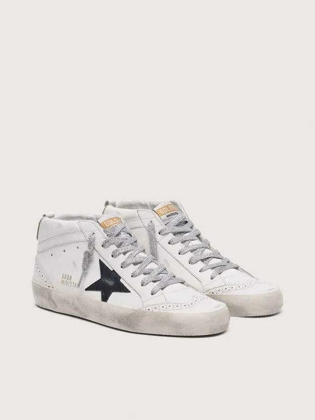 Damskie buty Mid Star z laminowaną wstawką na pięcie i brokatowymi sznurowadłami