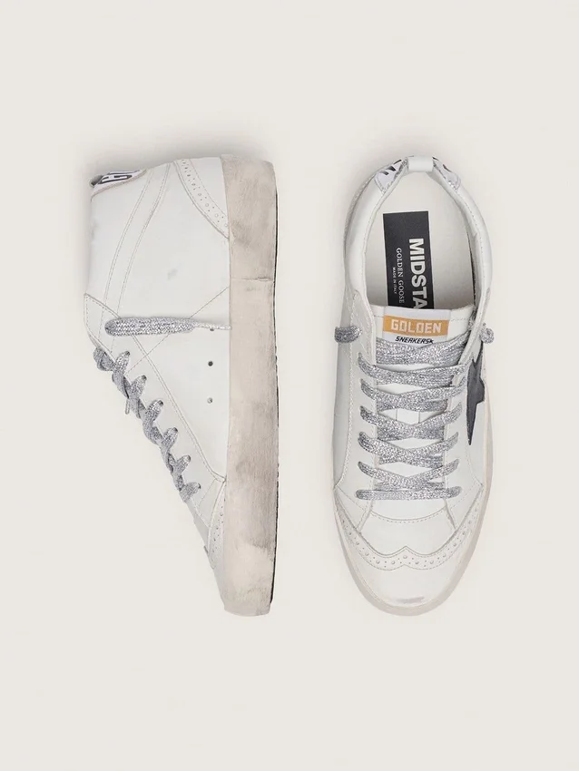 Damskie buty Mid Star z laminowaną wstawką na pięcie i brokatowymi sznurowadłami