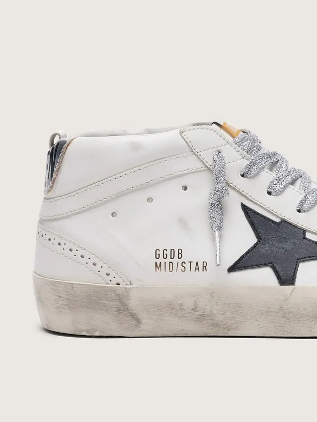 Damskie buty Mid Star z laminowaną wstawką na pięcie i brokatowymi sznurowadłami