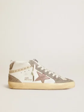 Damskie buty Mid Star z nappy i zamszu z jasnobrązową metaliczną skórzaną gwiazdą