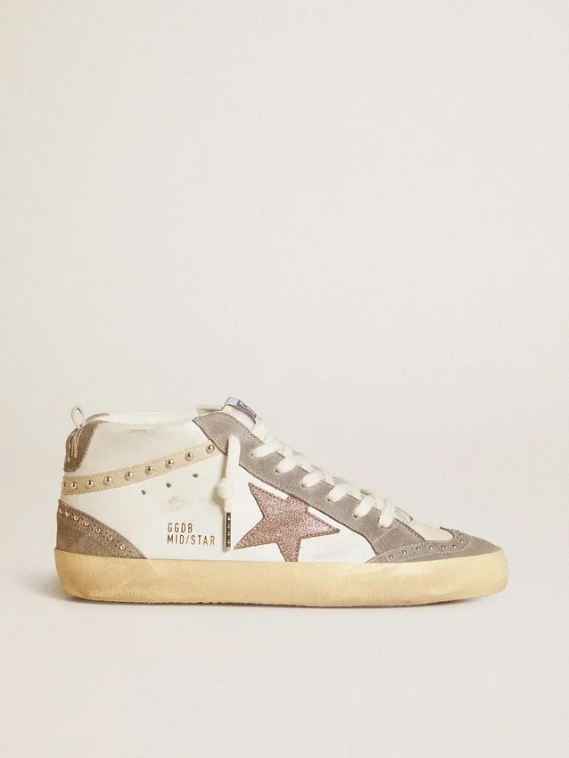 Damskie buty Mid Star z nappy i zamszu z jasnobrązową metaliczną skórzaną gwiazdą