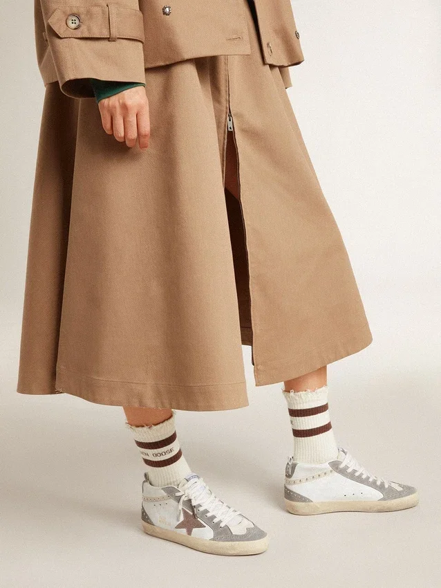 Damskie buty Mid Star z nappy i zamszu z jasnobrązową metaliczną skórzaną gwiazdą