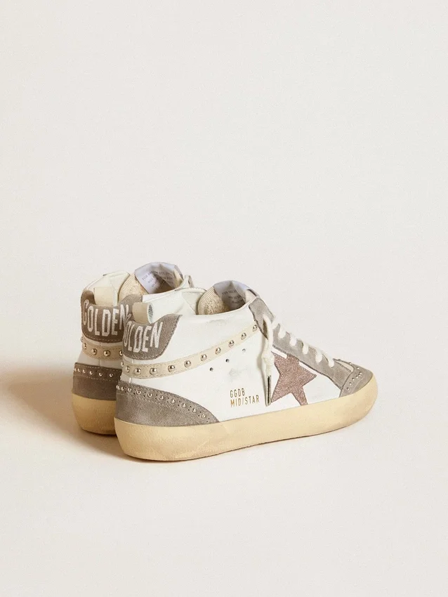 Damskie buty Mid Star z nappy i zamszu z jasnobrązową metaliczną skórzaną gwiazdą