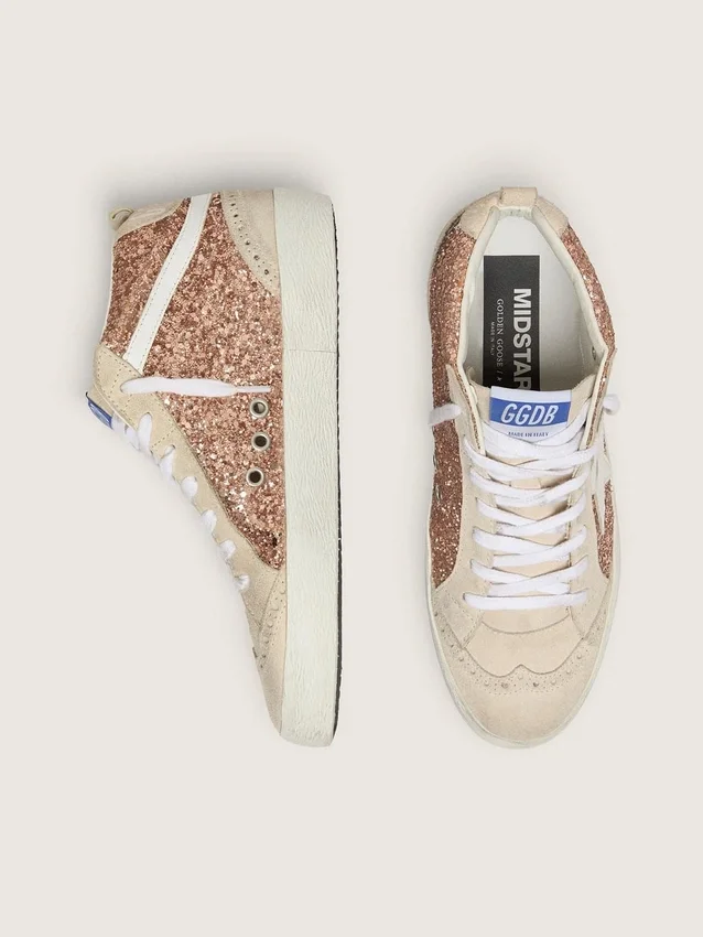Damskie buty Mid Star z różowym brokatem
