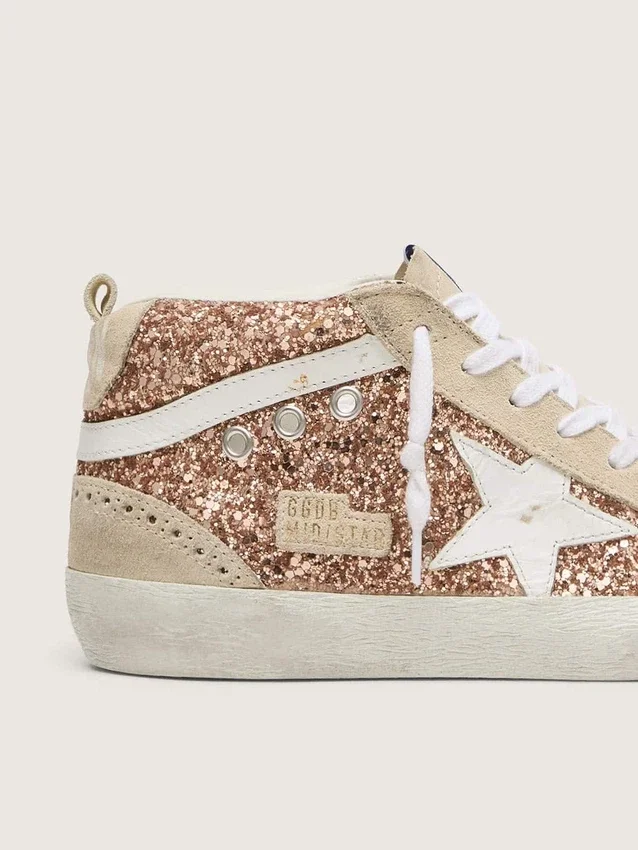 Damskie buty Mid Star z różowym brokatem