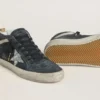 Damskie buty Mid Star z zamszu w kolorze benzynowo-niebieskim ze srebrną gwiazdą z brokatem i bawełnianym akcentem