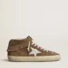 Damskie buty Mid Star z zamszu w kolorze tytoniowym z frędzlami i ćwiekami