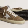 Damskie buty Mid Star z zamszu w kolorze tytoniowym z frędzlami i ćwiekami