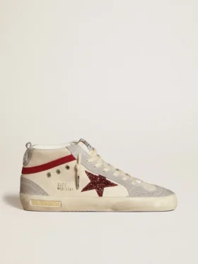 Damskie buty Mid Star ze skóry z błyszczącą gwiazdką i czerwonym akcentem z nubuku