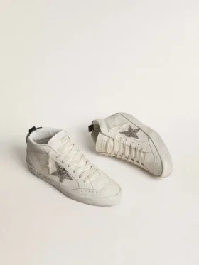 Damskie buty Mid Star ze srebrną brokatową gwiazdą i czarną laminowaną wstawką na pięcie