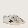 Damskie buty Old School z białej skóry z czarną skórzaną gwiazdą i wstawkami z nadrukiem wężowej skóry