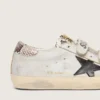 Damskie buty Old School z białej skóry z czarną skórzaną gwiazdą i wstawkami z nadrukiem wężowej skóry