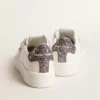 Damskie buty Purestar z białą skórzaną gwiazdką i antracytową błyszczącą wstawką na obcasie