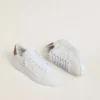Damskie buty Purestar z białą skórzaną gwiazdką i brązową kryształową wstawką na obcasie