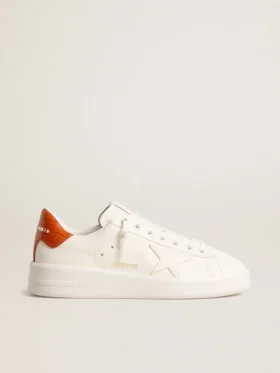 Damskie buty Purestar z białą skórzaną gwiazdką i pomarańczową wstawką na pięcie