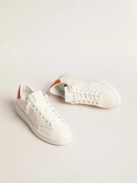 Damskie buty Purestar z białą skórzaną gwiazdką i pomarańczową wstawką na pięcie
