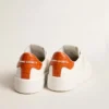 Damskie buty Purestar z białą skórzaną gwiazdką i pomarańczową wstawką na pięcie
