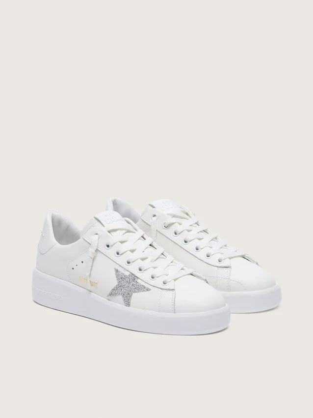Damskie buty Purestar z białej skóry z srebrną gwiazdką z kryształów Swarovskiego