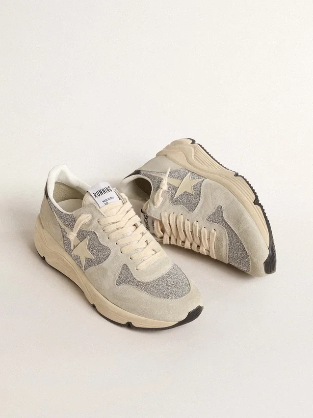 Damskie buty Running Sole ozdobione kryształami Swarovskiego i gwiazdką w kolorze kości słoniowej
