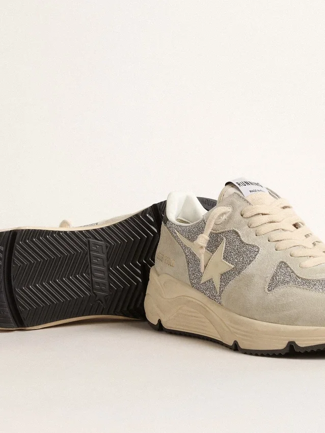 Damskie buty Running Sole ozdobione kryształami Swarovskiego i gwiazdką w kolorze kości słoniowej