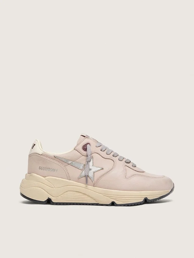 Damskie buty Running Sole z pudroworóżowej skóry z srebrną gwiazdką