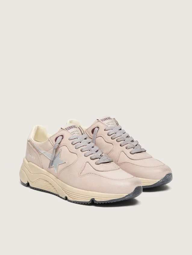 Damskie buty Running Sole z pudroworóżowej skóry z srebrną gwiazdką