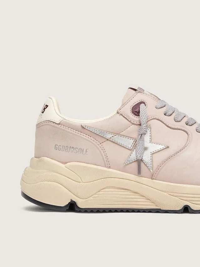 Damskie buty Running Sole z pudroworóżowej skóry z srebrną gwiazdką