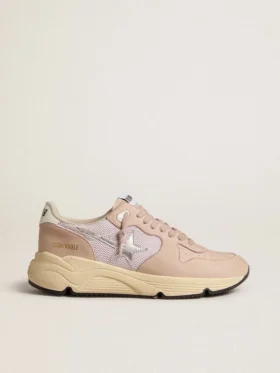 Damskie buty Running Sole z siateczki i nubuku ze srebrną metaliczną skórzaną gwiazdką