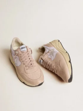 Damskie buty Running Sole z siateczki i nubuku ze srebrną metaliczną skórzaną gwiazdką