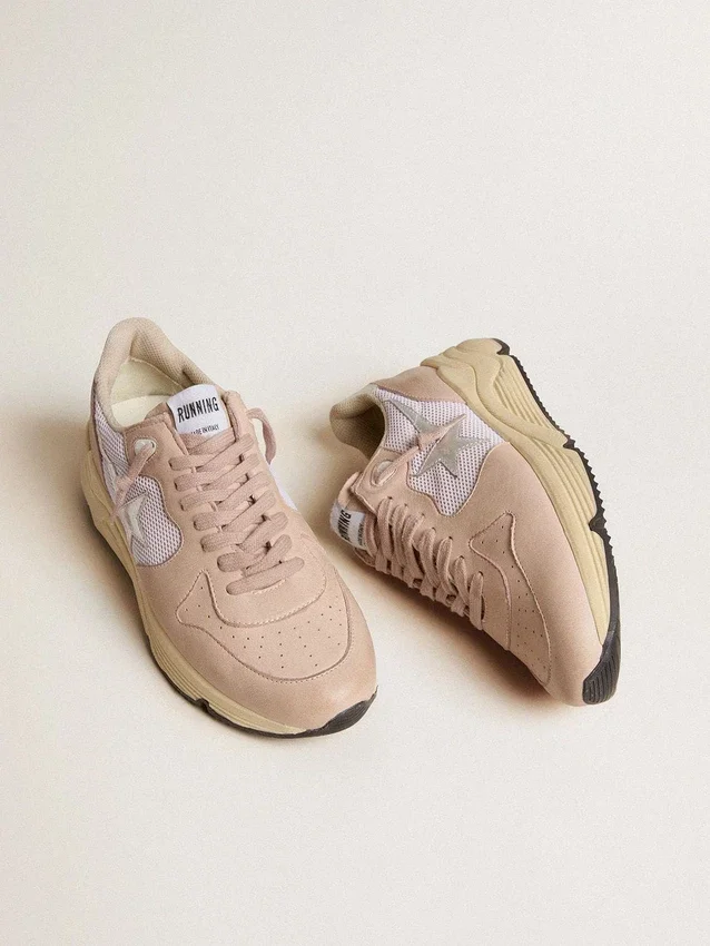 Damskie buty Running Sole z siateczki i nubuku ze srebrną metaliczną skórzaną gwiazdką