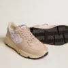 Damskie buty Running Sole z siateczki i nubuku ze srebrną metaliczną skórzaną gwiazdką