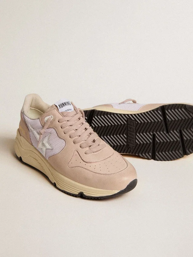 Damskie buty Running Sole z siateczki i nubuku ze srebrną metaliczną skórzaną gwiazdką