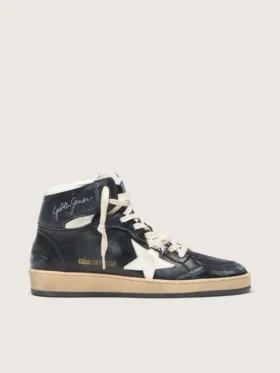 Damskie buty Sky-Star z czarnej skóry nappa z białą gwiazdą
