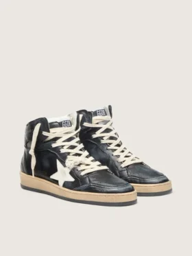 Damskie buty Sky-Star z czarnej skóry nappa z białą gwiazdą