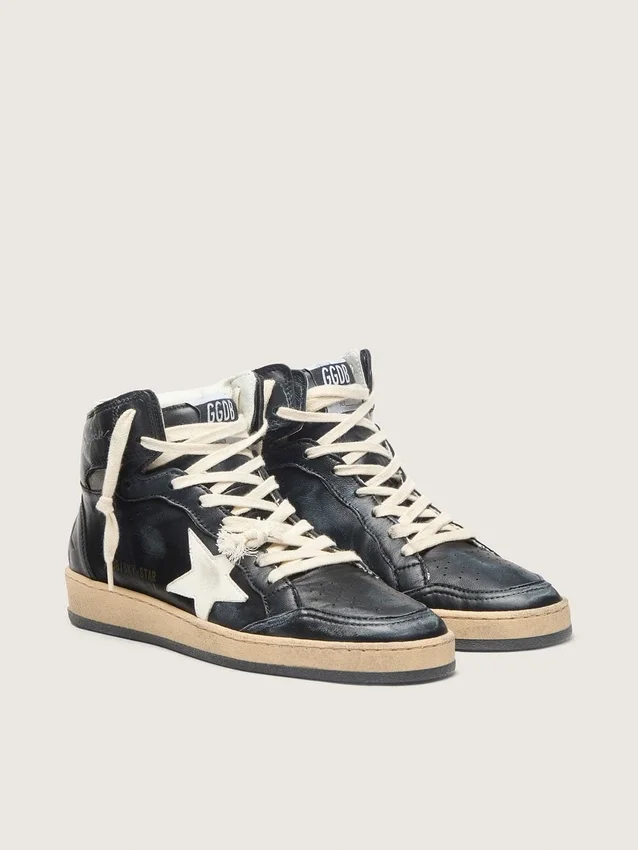 Damskie buty Sky-Star z czarnej skóry nappa z białą gwiazdą