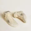Damskie buty Sky-Star ze skóry z jasnoniebieską skórzaną gwiazdką i białą wstawką na pięcie