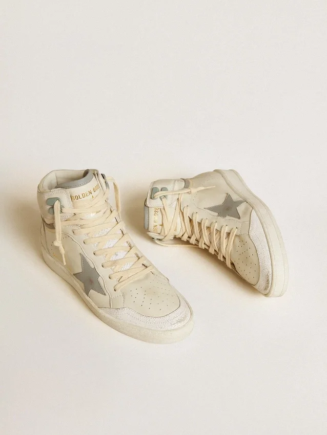 Damskie buty Sky-Star ze skóry z jasnoniebieską skórzaną gwiazdką i białą wstawką na pięcie
