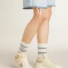 Damskie buty Sky-Star ze skóry z jasnoniebieską skórzaną gwiazdką i białą wstawką na pięcie