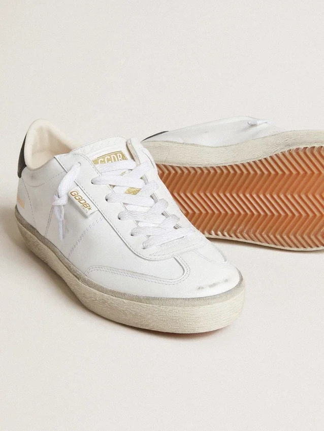 Damskie buty Soul Star z białej skóry z czarną skórzaną wstawką na pięcie
